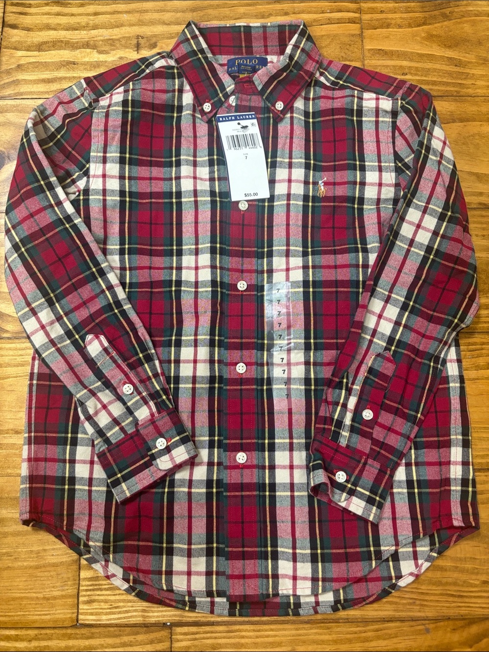 NWT Polo Ralph Lauren Boys Size 7 Plaid Button Down Shirt